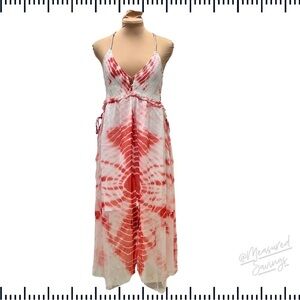 Gypsy_05 Global Village [NWOT] White and Coral Bohemian Dress - Size Small